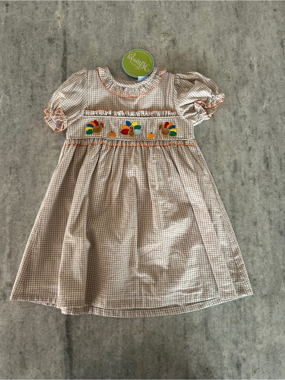 Classic Whimsy Gingham Embroidered Turkey Dress Size 5